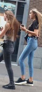 Various hot butts in tight jeans on the street and inside cafes, some teens too