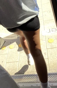 Spandex teen in train