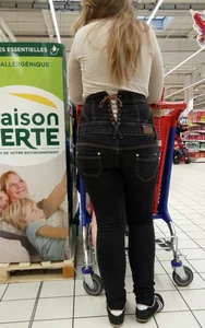 French cute teen out in tight jeans