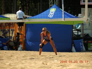 Sexy beach volleyball girls in bikinis