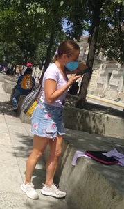 Thick legs in the park