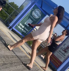 Pawg in sexy tan bodysuit on boardwalk(ALL OC)