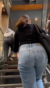 Nice bubbly college ass going up the stairs pt.2 (jeans)