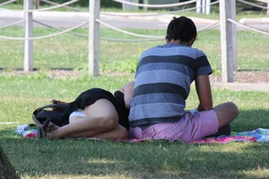 Cutie at the park upskirted showing her white panties