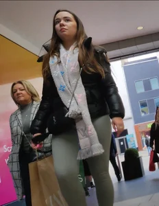 Teen in white leggings and vpl