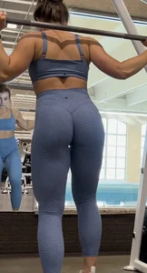 TIGHT TEEN Sculpted ASS in blue patterned leggings, perfect tease face