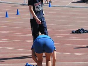 Candid track girls and runners