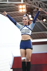 Bunch of athletic Thai cheerleaders at a competition