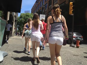 Philly girl with a nice ass in white shorts with vpl