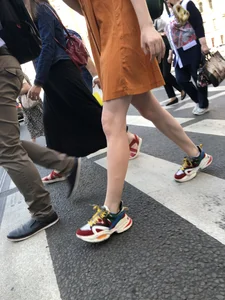 Cute Teen Girl in a Dress With Slim Legs Standing in the Subway Train, Then Crossing the Street Photo Gallery