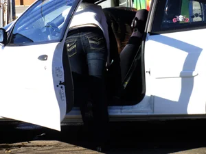 Some candid girls cleaning their cars in jeans and some showing ass crack