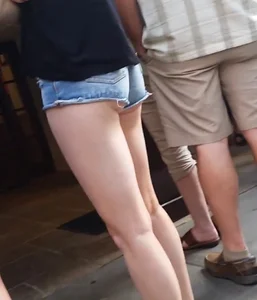 Short shorts ass cheeks