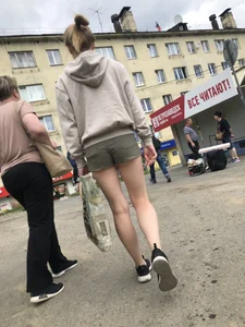 Young Girl With Hot Legs Passing By Adjusting Her Shorts Street Creepshots Series