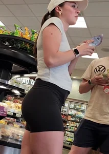 OC. Hot brunette in black Lulu shorts