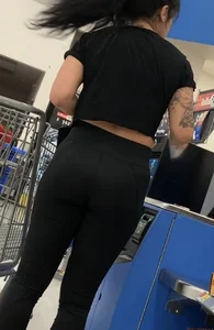 Walmart sexy brunette in leggings with a nice ass