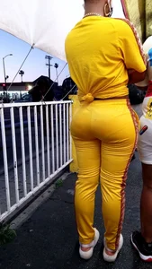 Ebony showing VPL in outfit