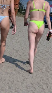 Tall Girl in White bikini on the beach. oc