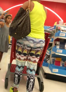 Milf shopping at Target in patterned leggings