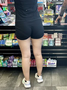 Sexy White Girl Showing VPL + Nice Ass (GasStation)