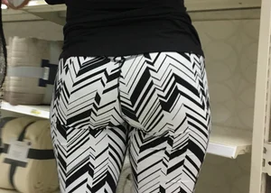 Black and white patterned leggings booty on cute girl at Target