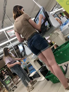 Gorgeous Girl in Denim Shorts With Perfectly Hot Legs And Butt Supermarket Creepshots Collection