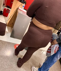 Thick Juicy Asian VPL in Dark Red Flare Pants (OC)