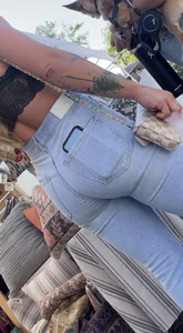 Hot college girl squeezed into those jeans