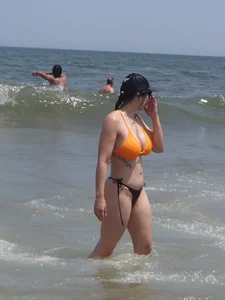 Big fake boobs and round ass bikini