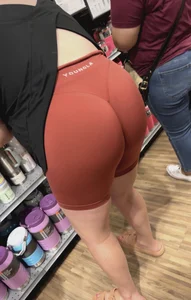 Thick blonde mom shopping in biker shorts w/ vtl