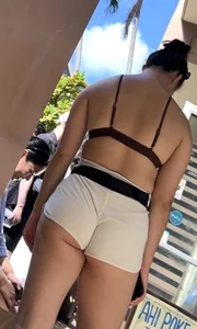 Asian short shorts cheek peek