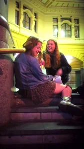 Girl in Red Knee Socks and Short Skirt Flashing Ass at the Railway Station Candid