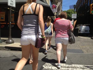 Philly girl with a nice ass in white shorts with vpl