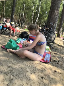 Candid Young Milf in a Swimsuit Nature Park Creepshots Series