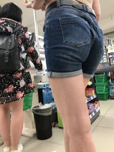 Gorgeous Girl in Denim Shorts With Perfectly Hot Legs And Butt Supermarket Creepshots Collection