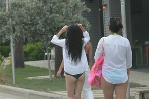 Sexy Florida beach bikini girls, some topless