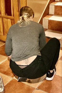 Blonde Worker with Big Ass Tight Black Jeans  (not OC)