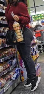 Juicy ass shorty latina in dark grey guess jeans (gif)