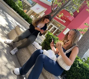 Amazing teens in leggings at the mall