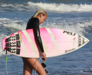 Hot surfer chicks out in the water