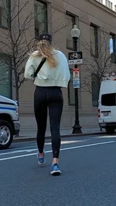 Black leggings, tall blonde part 3