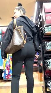 Thick booty in yoga pants at gift shop