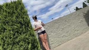 Thick college slut in shorts