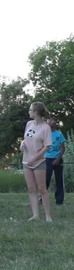 Nerdy blonde teen plays in tight short shorts