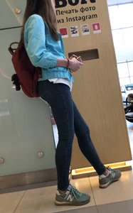 Skinny candid teen in tight jeans