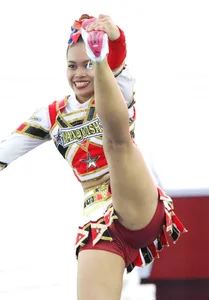 Bunch of athletic Thai cheerleaders at a competition