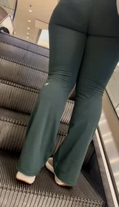 Thick & Cute Blonde going up the escalator
