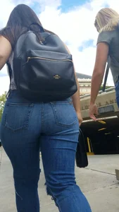 Two girls with nice asses walking in tight jeans
