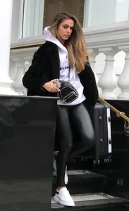 Hot Girl in Leather Leggings Street Creepshot