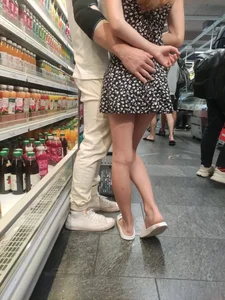 Candid hottie in a short dress at the supermarket creepshots, nice legs