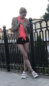 Skinny Girl with Hot Legs in Mini Shorts Train Candid Closeups